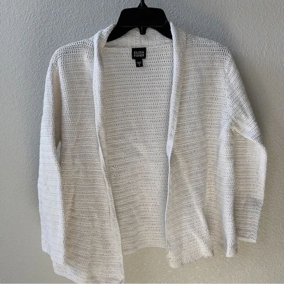 EILEEN FISHER White Open Front Cardigan - Picture 1 of 9